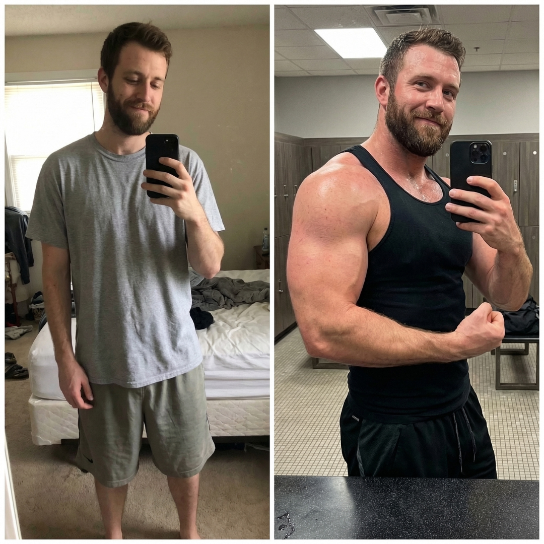 Client transformation - skinny to muscular