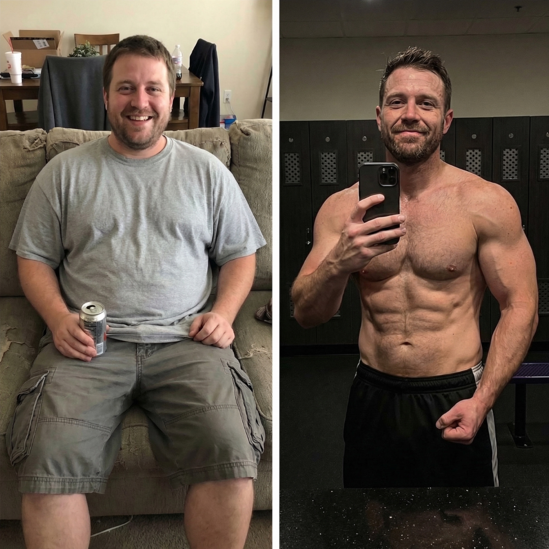 Client transformation - dad bod to lean and muscular